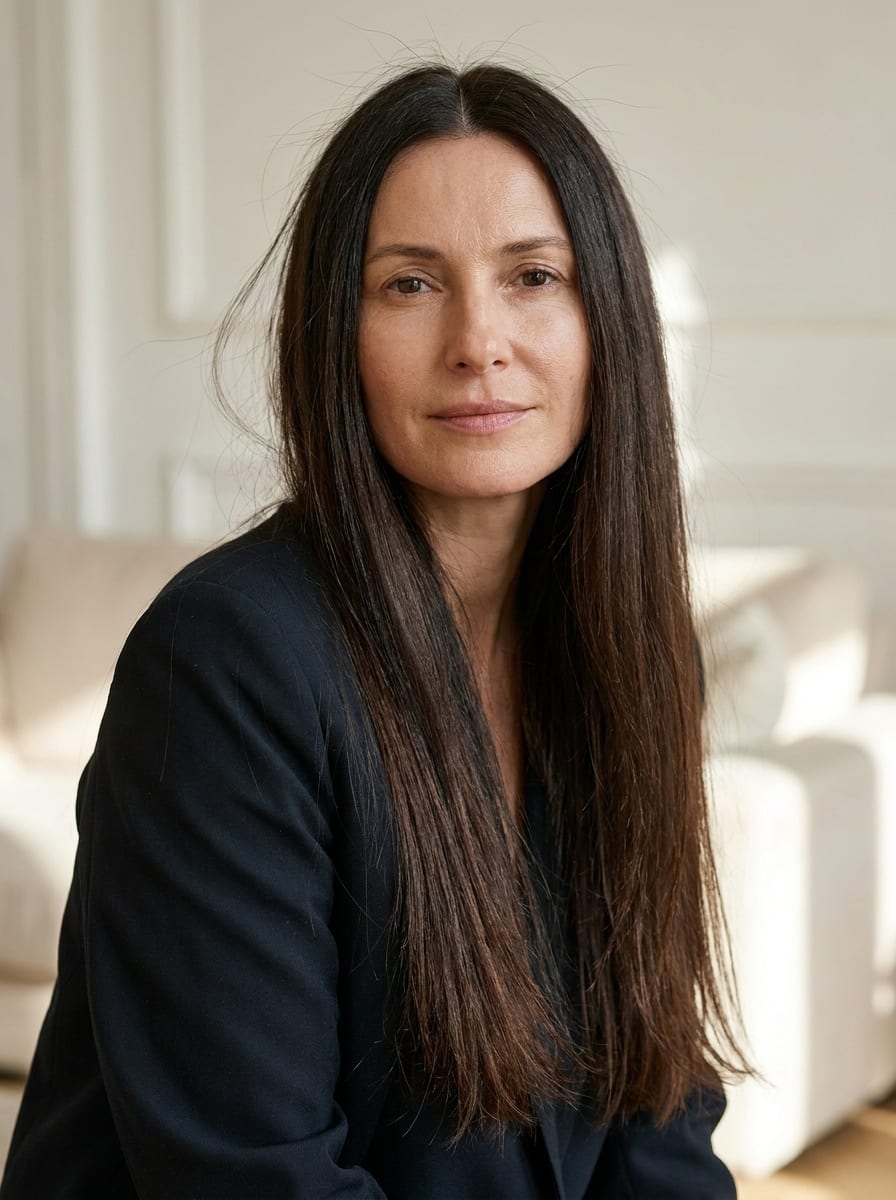Glatte lange Haare mit Mittelscheitel - Frisur für glatte Haare